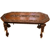 Vintage Carved Rosewood Anglo Indian Elephant Table