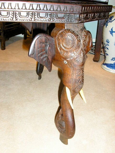 carved elephant table