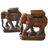 Pair of Carved Teak Elephant Tables