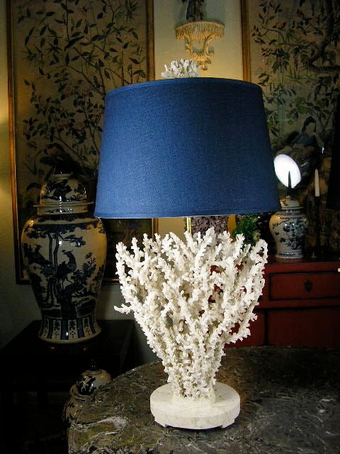 A pair of all natural white octopus coral table lamps. Each piece of coral, hand cut and configured to form this fabulous white real and natural coral lamps. Designed and created exclusively by us.