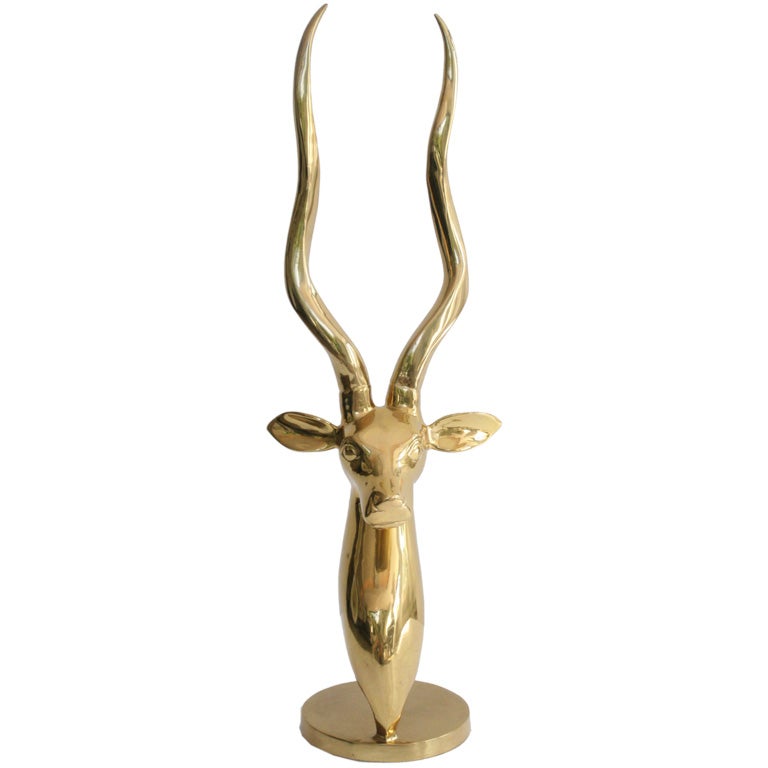 Polished Brass Gazelle Sculpture For Sale