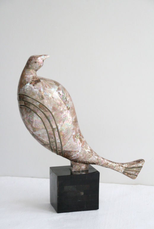 American Mother of Pearl Partridge Bird Sculpture For Sale