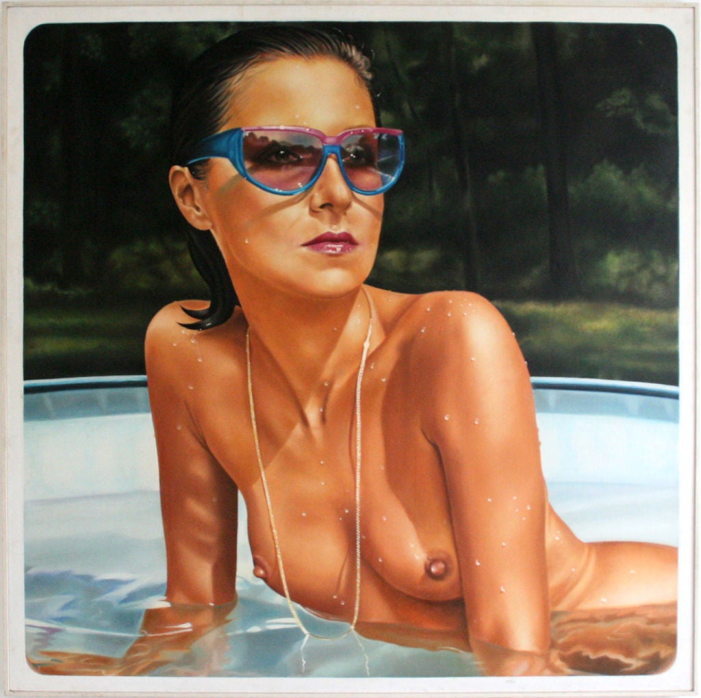 Nude Woman in Pool Oil Painting For Sale