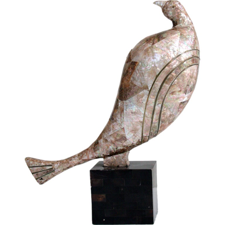 Mother of Pearl Partridge Bird Sculpture For Sale