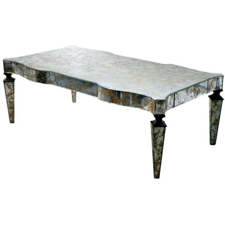 Art Deco Mirrored Coffee Table in the Style of Serge Roche For Sale