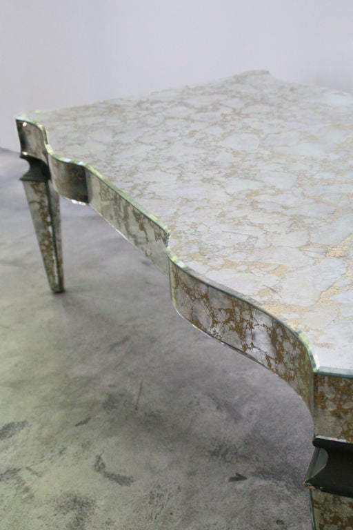 Art Deco Mirrored Coffee Table in the Style of Serge Roche For Sale 1