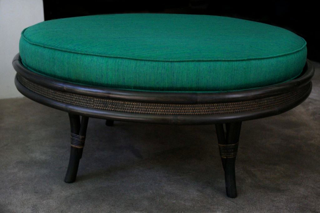 Mid-20th Century Large 1950's Bamboo Swivel Ottoman / Coffee Table For Sale
