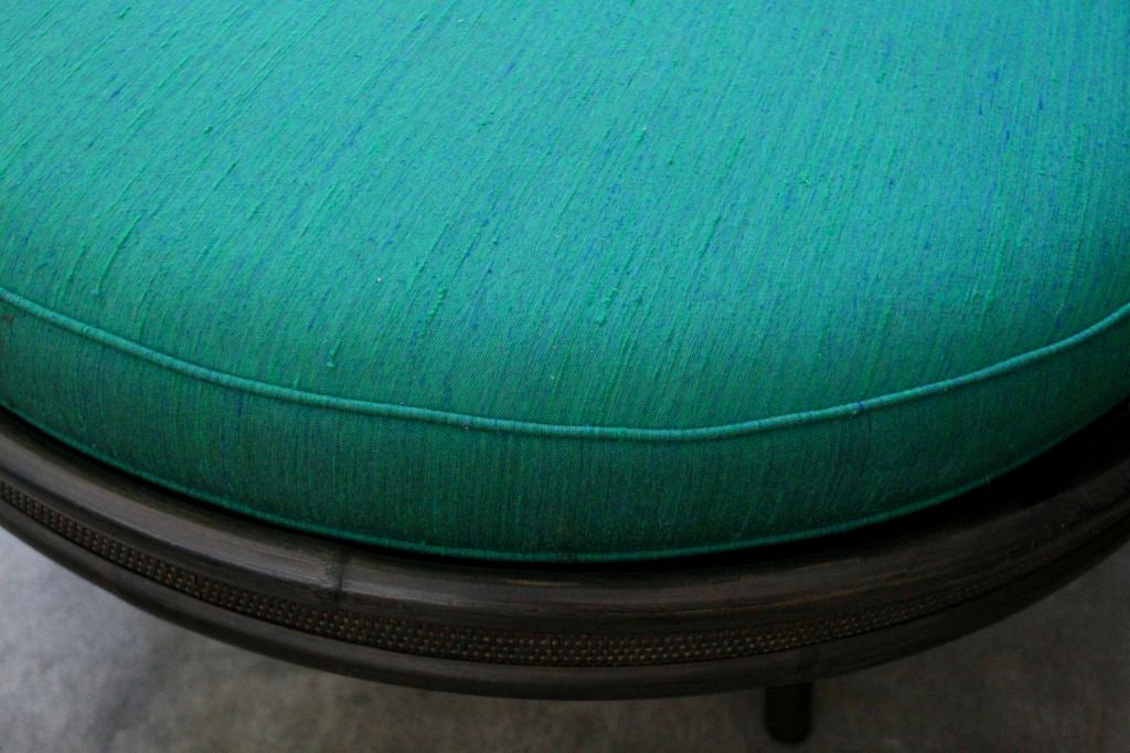 Large 1950's Bamboo Swivel Ottoman / Coffee Table For Sale 2