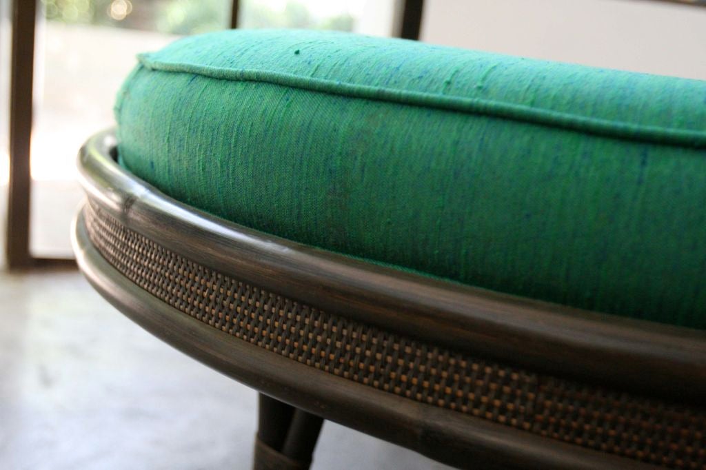 Large 1950's Bamboo Swivel Ottoman / Coffee Table For Sale 3