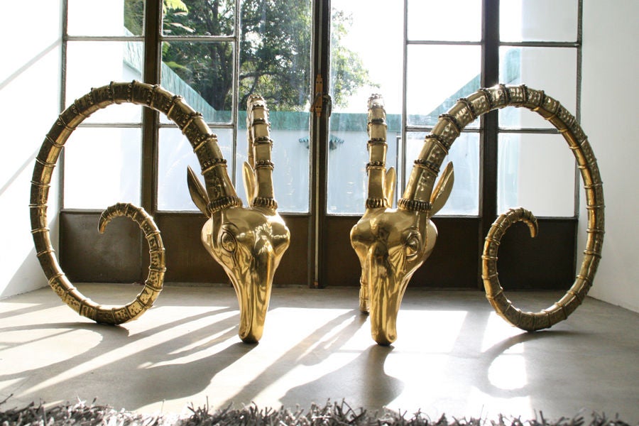 Solid Brass Italian Rams Heads Dining Table Bases For Sale 2
