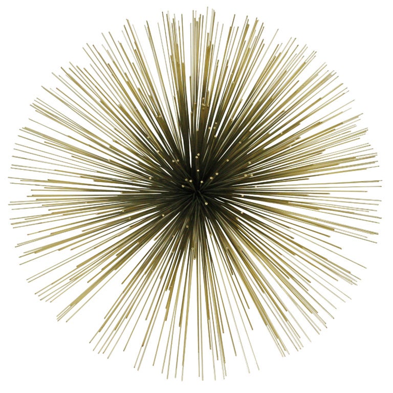 Huge Brass Spore Burst Sculpture for Wall or Table by Jere For Sale