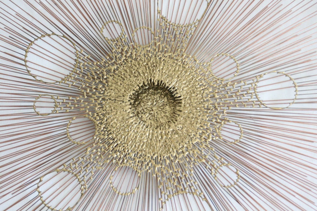 Late 20th Century Brass Sunburst Wall Sculpture, in the manner of Jere For Sale