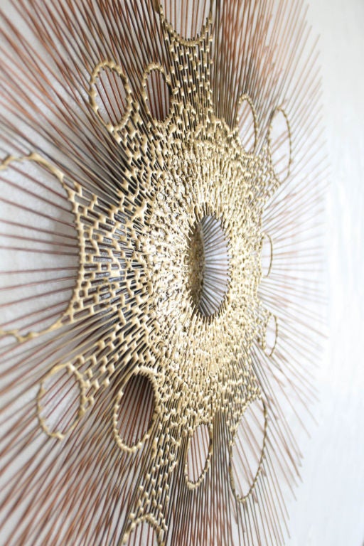 Brass Sunburst Wall Sculpture, in the manner of Jere For Sale 1