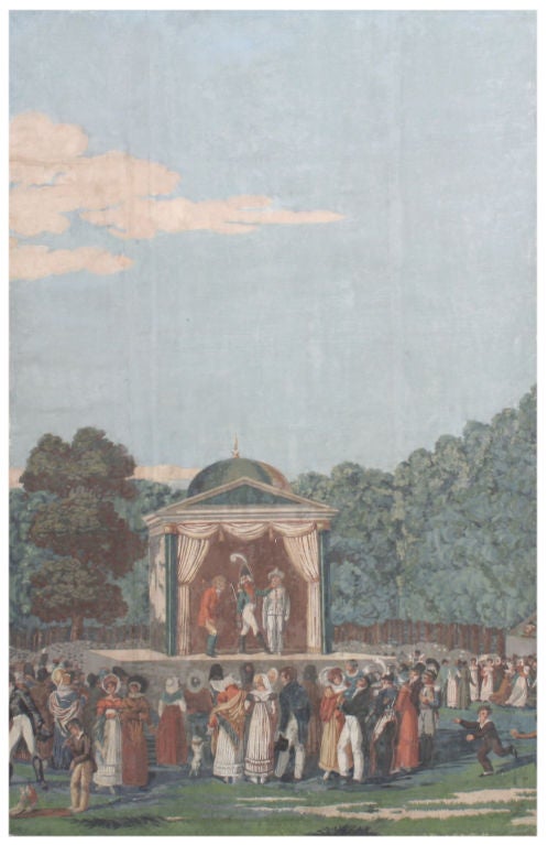19th Century “Fete du roi aux Champs-Elysees”   French wallpaper