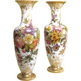 Antique A Pair of Baccarat Opaline Crystal Vases