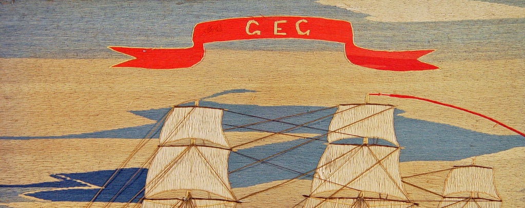A Fine Large English Sailor's Woolie with letters GEG on Banner