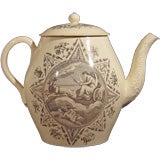Antique A Large Creamware Punch Pot & Cover