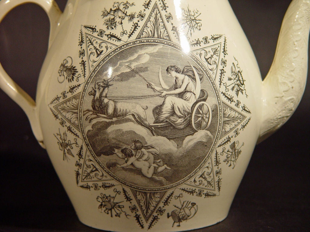 A Large Creamware Punch Pot & Cover