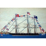 A Large British Sailor's Woolwork Picture-Woolie- of a Fully Dre