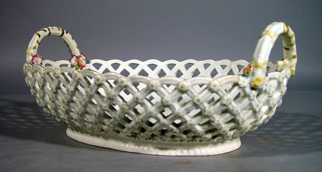 English A Chelsea Porcelain Reticulated Oval Basket