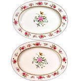 Vintage A Pair of Derby Dishes decorated in Famille Rose