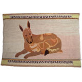 Antique An Unusual Quirky Dog-decorated Rug, Vermont, .