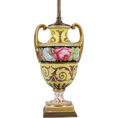 An English Porcelain Yellow-ground Vase decorated with Roses mou