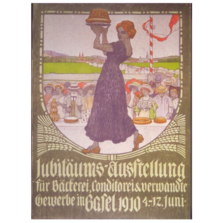 "Jubilaums-Ausstellung, " a Swiss Event Poster by Burkhardt Mangold,  1910