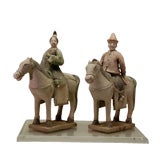 Pair of  mounted Ming Dynasty figures