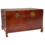 Chinese leather trunk on rosewood stand