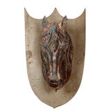 A 19th Century Zinc Horse Head Mounted on Wooden Shield