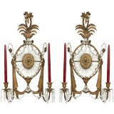 A Pair of Tole and Glass Candle Sconces
