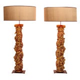 A Pair of Italian Baroque Columns Mounted as Lamps