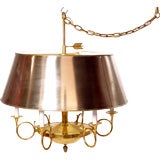 A 1940's Brushed Steel and Brass Bouillotte Chandelier