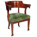 An Empire Mahogany Armchair with Green Suede Seat