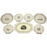 A Set of 19th Century Black and White Creil Faience Dishes