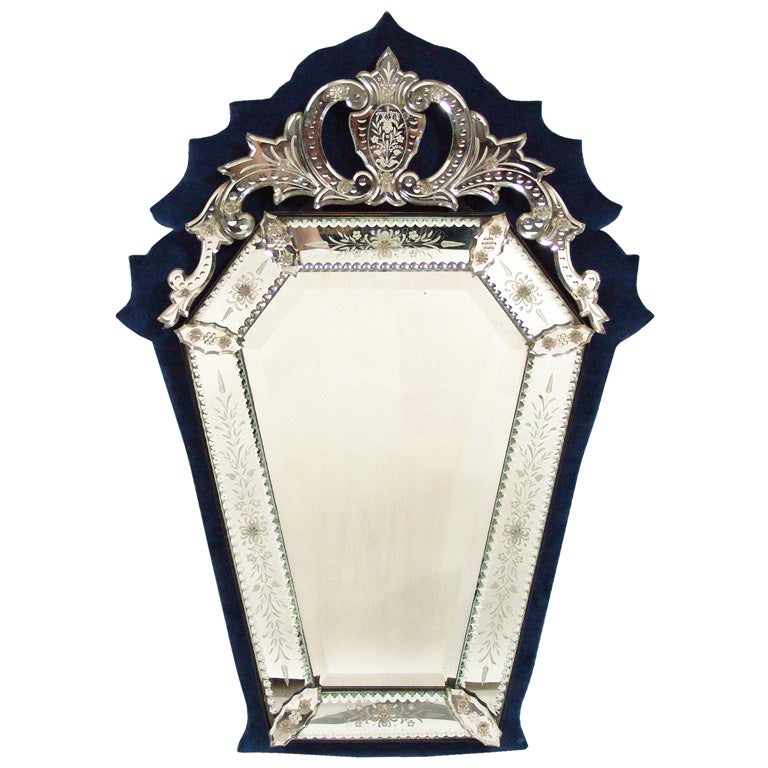 Venetian Mirror With Velvet Insets