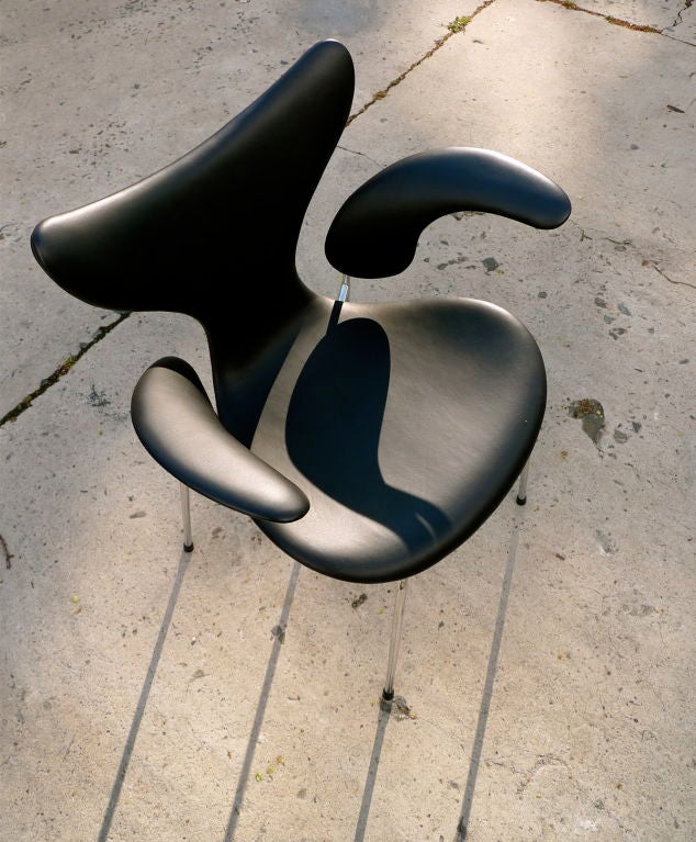 Arne Jacobsen 3208 Chair design for Fritz Hansen, 1970.  
This a current example with more stable fabrication by Fritz Hansen reintroduced as the 