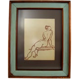 Mid-Century Female Nude Watercolor