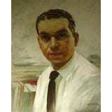 Mid Century Gentleman with Black Tie Oil Portrait