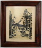 Used Mid Century San Francisco Ink Cityscape