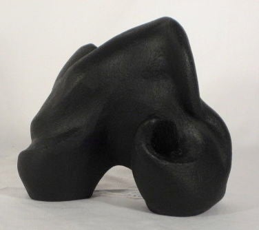 Mid Century Black Burnished Ceramic Sculpture 3