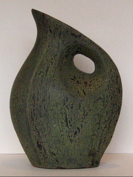 Very Large Green Terra Cotta Pitcher