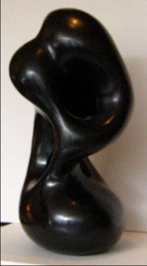 20th Century Mid Century Black Burnished Ceramic Sculpture