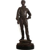 Early 20th Century Metal Swordsman Sculpture