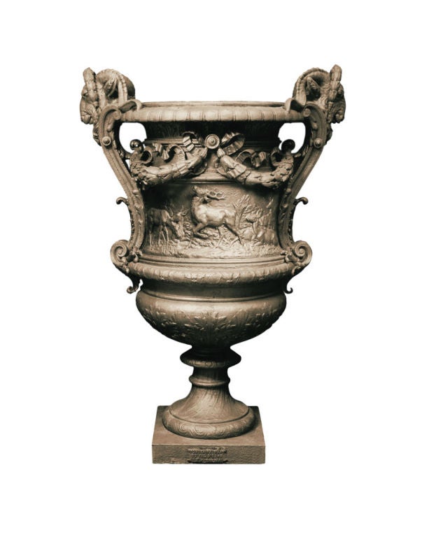 French Cast Iron Urns (Pair) For Sale