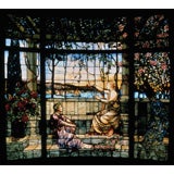 Antique Tiffany Stained Glass Window 'Twilight'