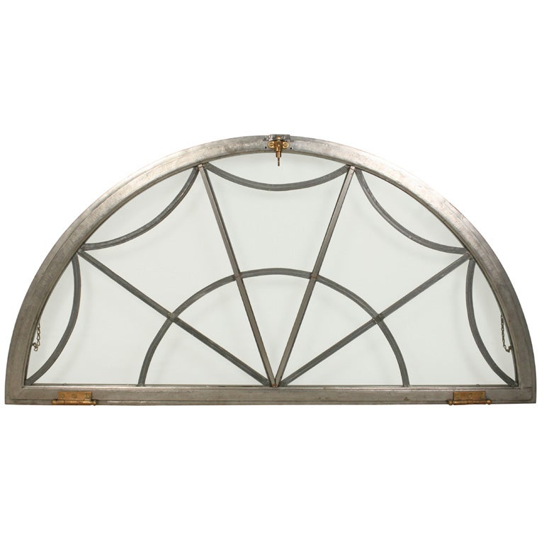 Leaded Glass Arched Window For Sale