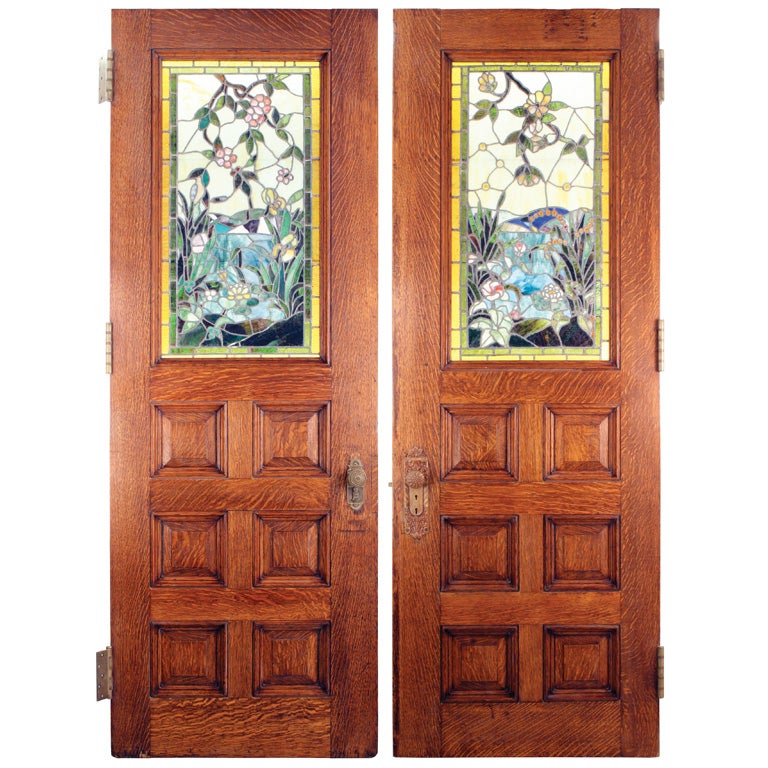 Stained Glass Double Doors at 1stDibs