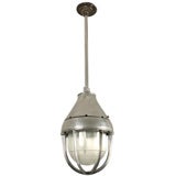 Industrial Pendant with Prismatic Shade and Cage
